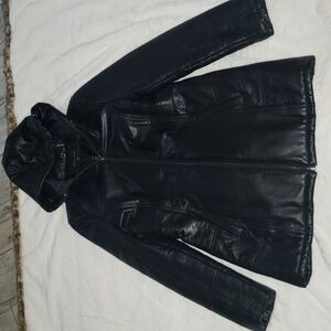 Black Rivet Black Leather Coat